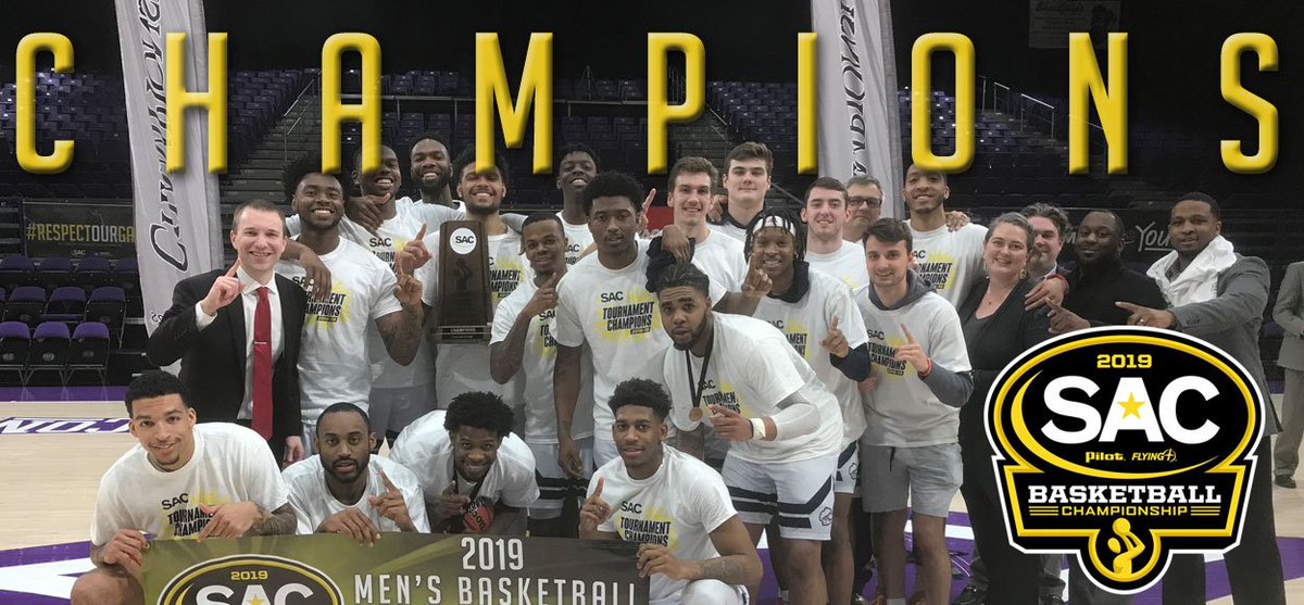 SAC_Athletics's tweet photo. Catawba Takes Down Lenoir-Rhyne to Win 2019 SAC Pilot Flying J Men's Basketball Championship! #MakeSACYours

Story: https://t.co/w7x834VMXC https://t.co/EnL2WmIE3j