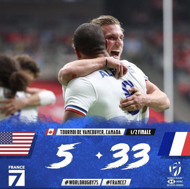 Ça c’est French ! Capable de finir dernier ya une semaine et mtn en finale !!! Vous nous avez régalés . Victoire vs les Américains 33-5 à #vancouver7s 

7 ans après .... 
#France7 <a href="/FFRugby/">FFR</a> <a href="/PaulBonnefond/">Paul Bonnefond</a> @WorldRugby_FR