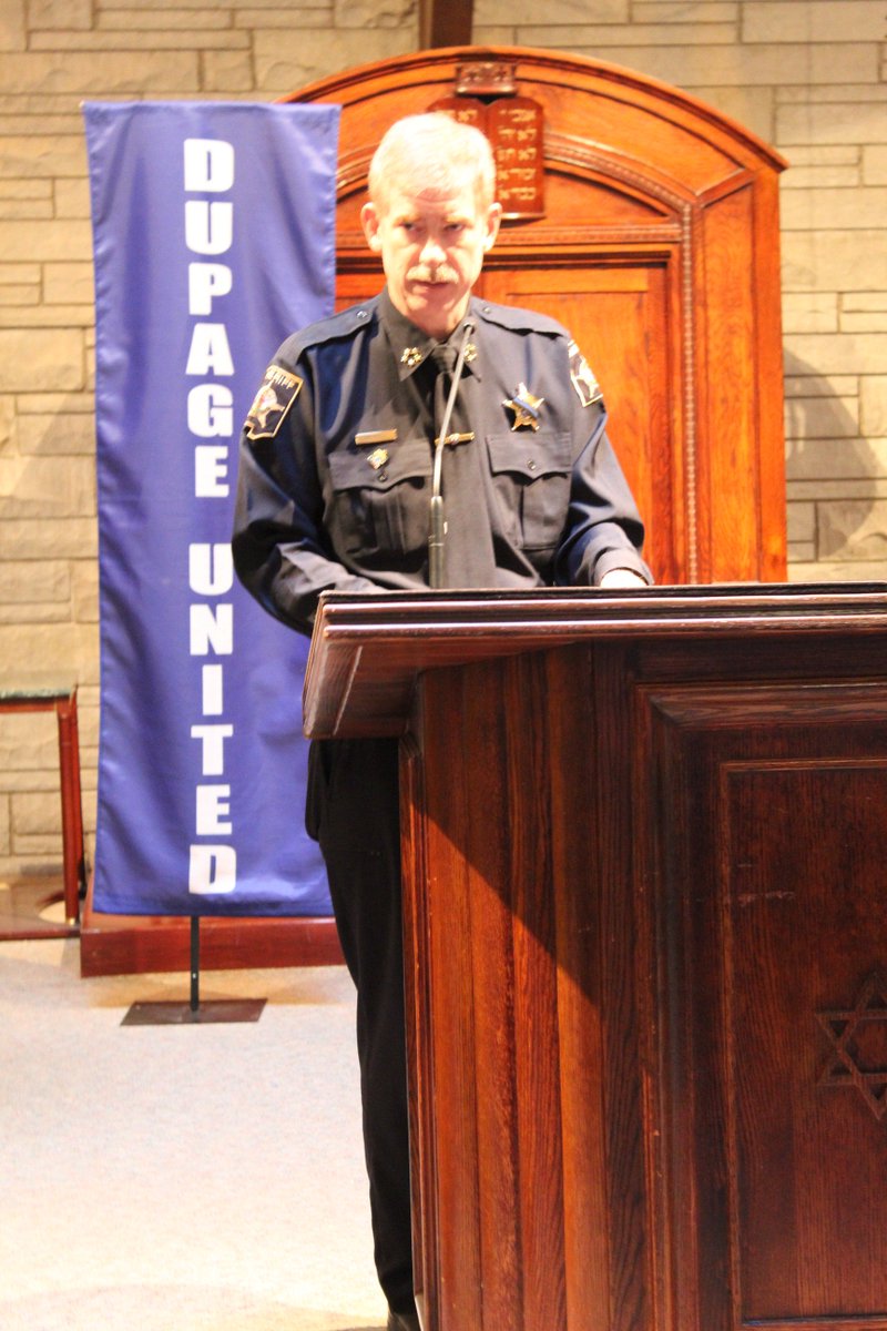 EmilyTeising's tweet photo. “Our biggest problem in DuPage County is #mentalhealth ,” Sheriff James Mendrick said at the @dupageunited assembly. “The jail, it’s not a place for people with mental health issues...With people like you, I feel like finally DuPage has woken up.” #jaildiversion @namiillinois https://t.co/Lr6Q6iZD5k