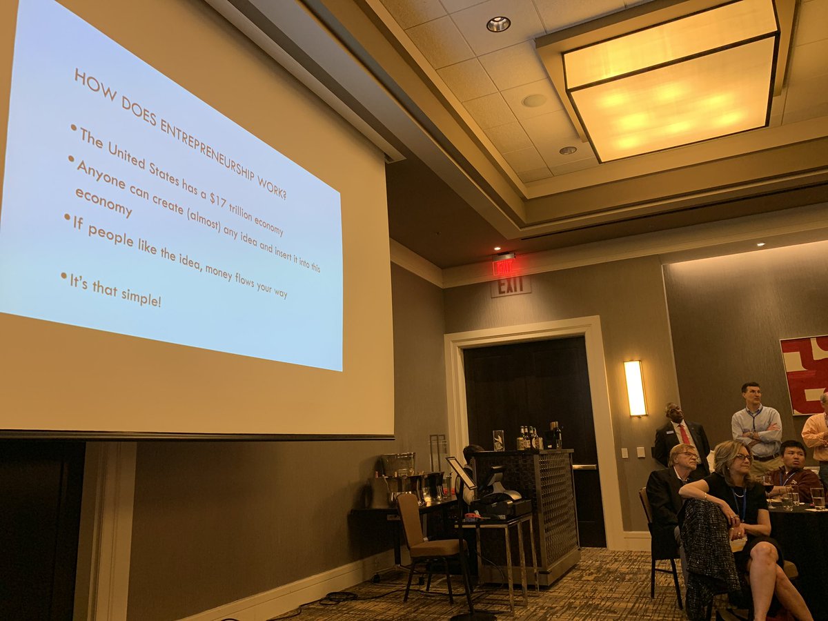 jeremywaisome's tweet photo. Listening to @marshallbrain, founder of @HowStuffWorks, discuss why entrepreneurship matters at the @ASEE_SEConf reception. “Any one of us can insert something into the economy... and that’s insane!” #ASEESE https://t.co/cUcWBNnPEg