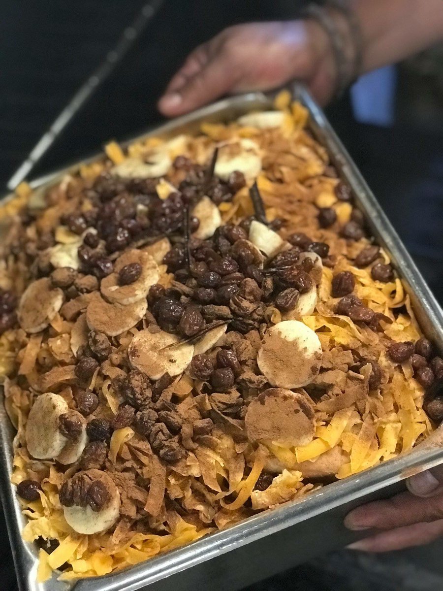 DavilasBBQ's tweet photo. Into the oven!  
During Lent we serve a traditional Mexican dish similar to bread pudding called Capirotada - made using my grandmother’s recipe.  Try a half-pint for $3.99.  #DavilasBBQ #MoreThanBBQ #LentenMenu #Capirotada https://t.co/yz9JdUApwI
