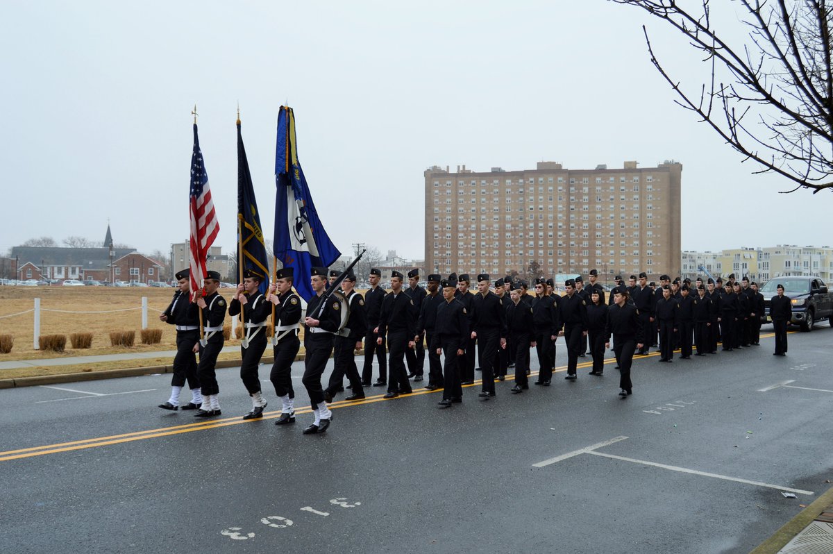 Daughter Molly marching with her MAST clasmates in Asbury Park St. Patrick's Day Parade earlier today.  MAST kids looked sharp as always, despite nasty weather.