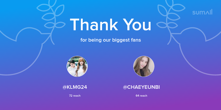 CheBul_Updates's tweet photo. Our biggest fans this week: @KLMG24, @CHAEYEUNBI. Thank you! via https://t.co/zGU2IAGhM4 https://t.co/UMOp19jsw9
