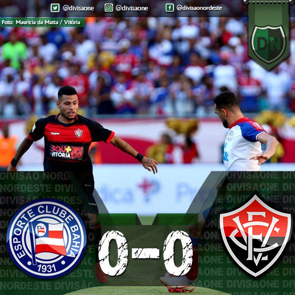 divisaone's tweet photo. Clássico baiano acaba empatado no campeonato estadual.

Veja mais em: https://t.co/z30Y0oGc41

#CopaDoNordeste2019 #Bahia88 #ECBahia #BBMP #tricolordeaco #VamosTricolor #FechadoComOECV #ECVitória #RubroNegro #VermelhoEPreto #VamoLeão #divisaonordeste https://t.co/u95efY3vxH