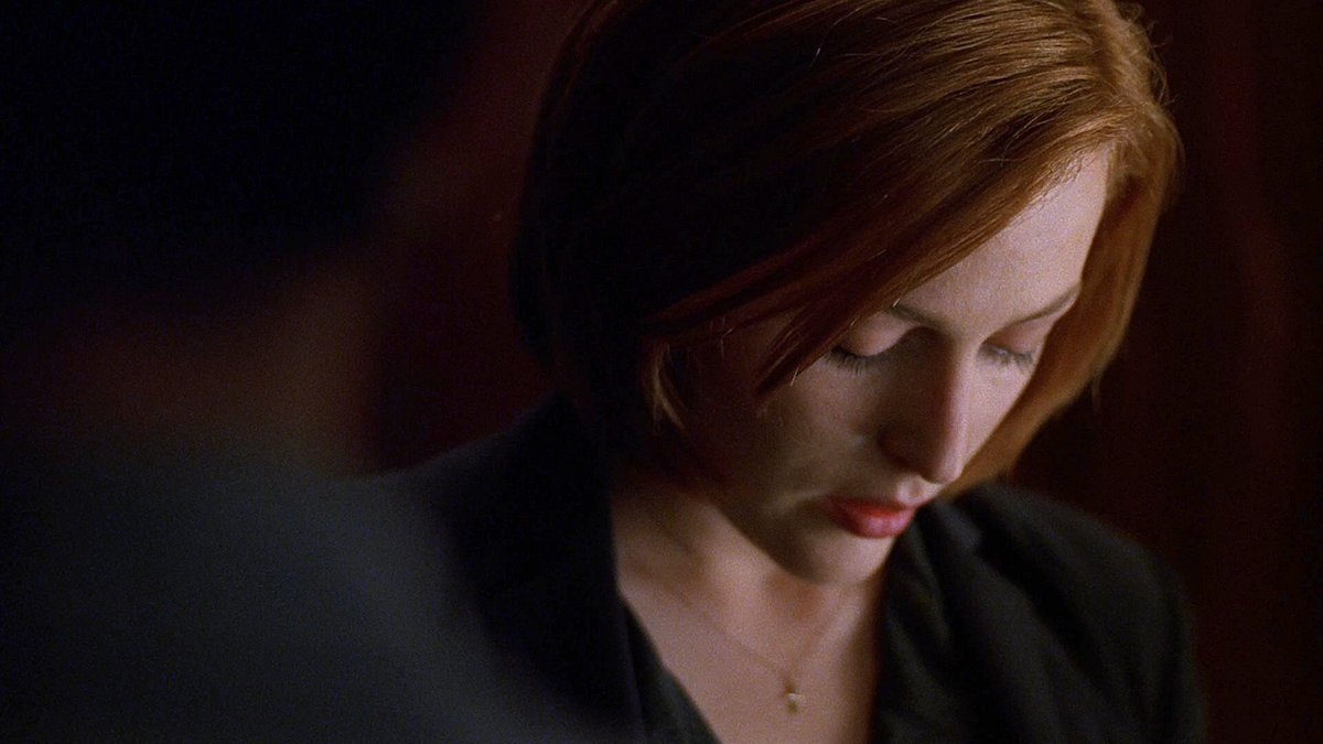 "Under her trench coat, Scully is wearing the same blouse and skirt that she wore in his fantasy.""If he played hurt, it would be inappropriate of him. If he were anxious, it would allow her to back away. But Padgett seems to question the very honesty of her rejection."