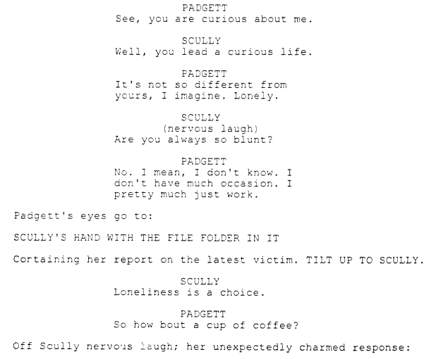 Some nervous laughter from Scully. #XFScriptWatch  #Milagrp