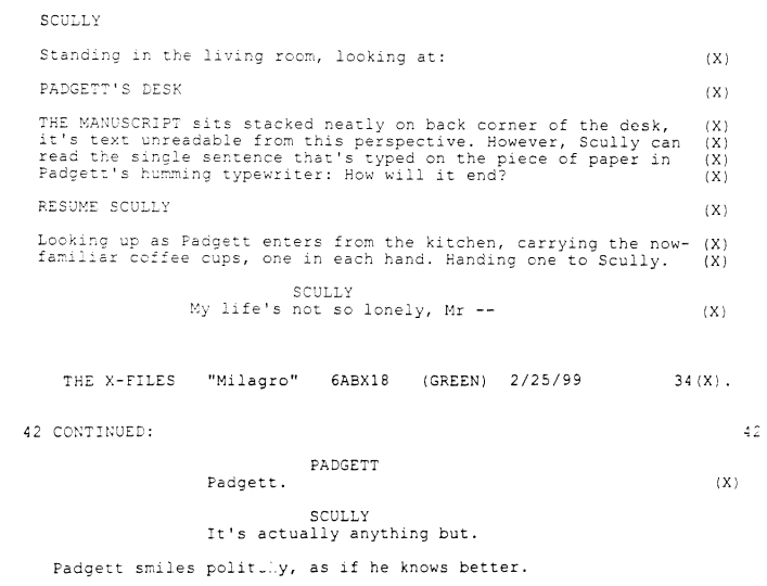 "Padgett smiles politely, as if he knows better." #XFScriptWatch  #Milagro