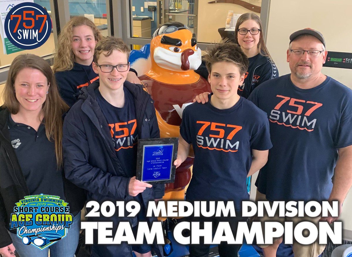 757_swim's tweet photo. AND THEY’VE DONE IT!!! 757swim is The Virginia 2019 MIDSIZED TEAM AGE GROUP CHAMPIONS!
The boys also finished 5th out of teams of ALL sizes!! @vaswimming @USASwimming #757swim #swimteam #vsiagegroups19 https://t.co/tdWMXMcbgn