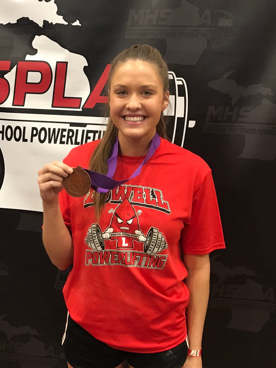 LiftingLowell's tweet photo. Congratulations to Carly Hoekstra for placing 7th at the MHSPLA Women’s State meet with a total lift of 655 lbs  (225 lb squat, 115 lb bench and 315 lb deadlift)! 🏋🏻‍♂️🏅🏋🏻‍♂️🏅

Awesome job!!!! https://t.co/EDEynWwbLf