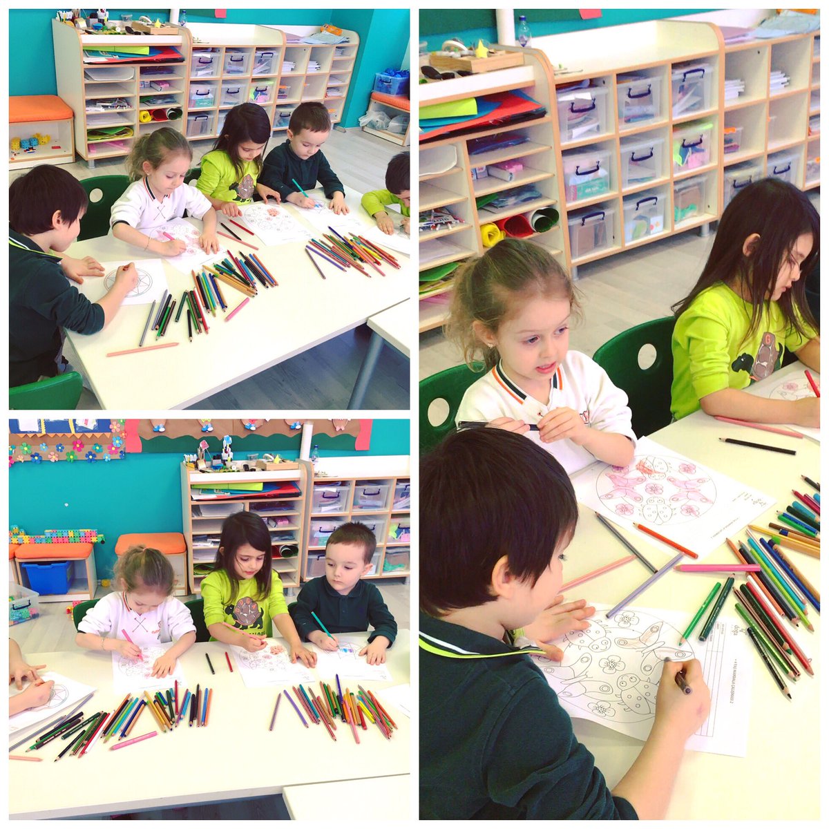 +4 yaş öğrencilerimizin dikkat sürelerini uzatmak ve konsantrasyonlarını sürdürmek, zihin sakinliğini sağlayarak içsel rahatlamalarına yardım etmek amacıyla klasik müzik eşliğinde “Mandala” çalışmalarımızı yaptık ☺️🍀🌼🐣  @doga_eskisehir @DamlaGuvenDG <a href="/EbruDemirkoz/">ebru.demirkoz</a>