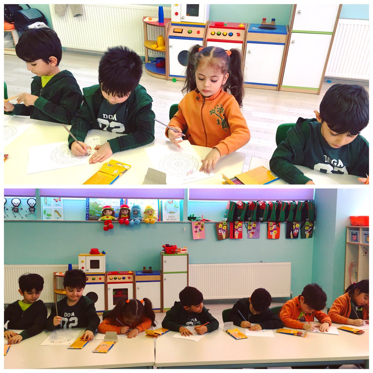+5 yaş öğrencilerimizin dikkat sürelerini uzatmak ve konsantrasyonlarını sürdürmek, zihin sakinliğini sağlayarak içsel rahatlamalarına yardım etmek amacıyla klasik müzik eşliğinde “Mandala” çalışmalarımızı yaptık ☺️🍀🌼🐣  @doga_eskisehir @DamlaGuvenDG <a href="/EbruDemirkoz/">ebru.demirkoz</a>