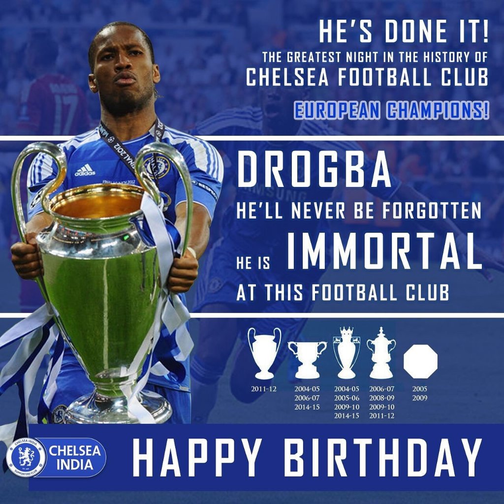  Happy birthday to our legend Didier Drogba who turns 41 today.  Have a great day, King Drogba! .  