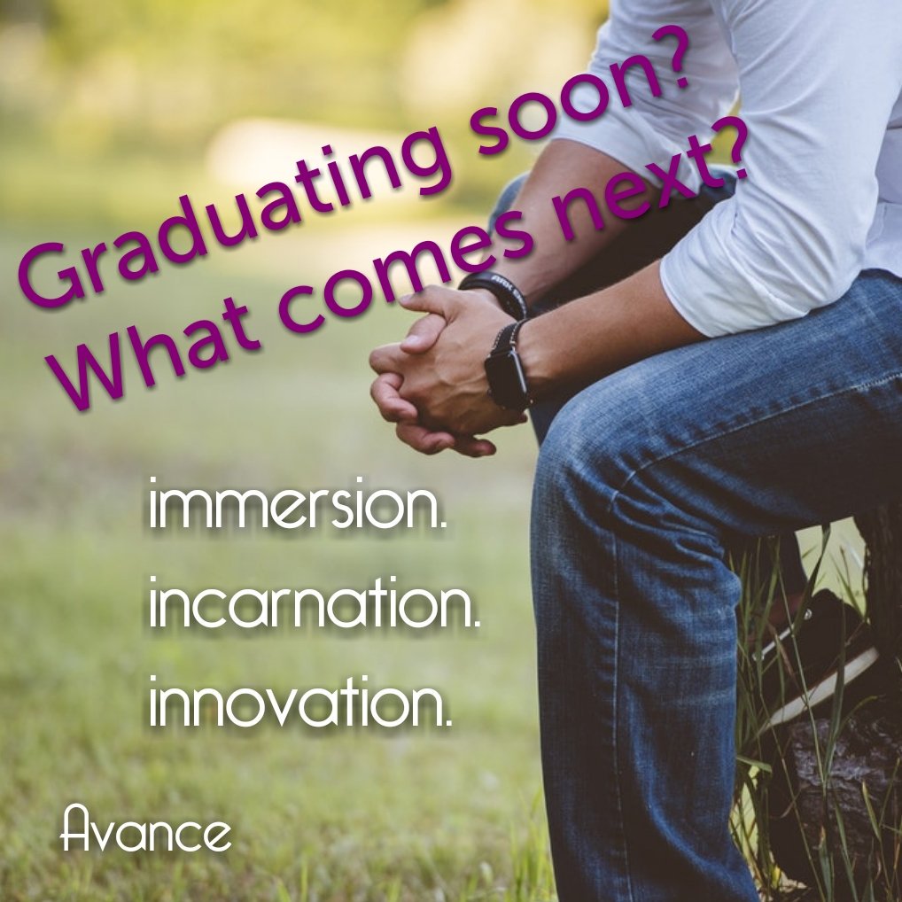 Avance_esp's tweet photo. Graduation is coming. What's next? 
What's God doing in the world?

Many people take time to apprentice mission abroad or in their local communities. #Avance is one such option among the many. 

Join us in Spain or Mexico.

You can even earn a masters along the way!

@uwmorg https://t.co/TYv6hXQeSu