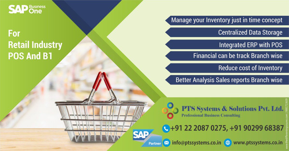 PtsSystems's tweet photo. Powerful Integrated ERP Solution for Retail Industry.
@SAPBusinessOne #ERP #SAPPartner #PTS #PTSSystems&Solutions #RetailIndustry #SAPERP #Customer #Inventory #POS @SAPCloudERP https://t.co/PzQek1T2He