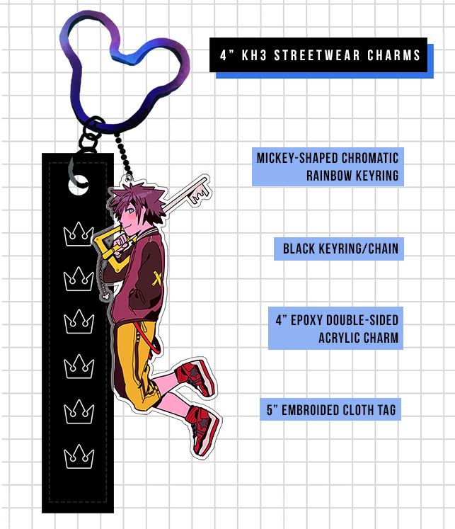 helloooo i made some Extremely Self Indulgent streetwear x #KH3 charms!! these are approx 4" and will come with a black embroidered cloth tag on a black chrome mickey keyring :^3

pre-ordering will guarantee the different acc &amp; will be open until mar17! ⏩https://t.co/E7eULJz3dx 