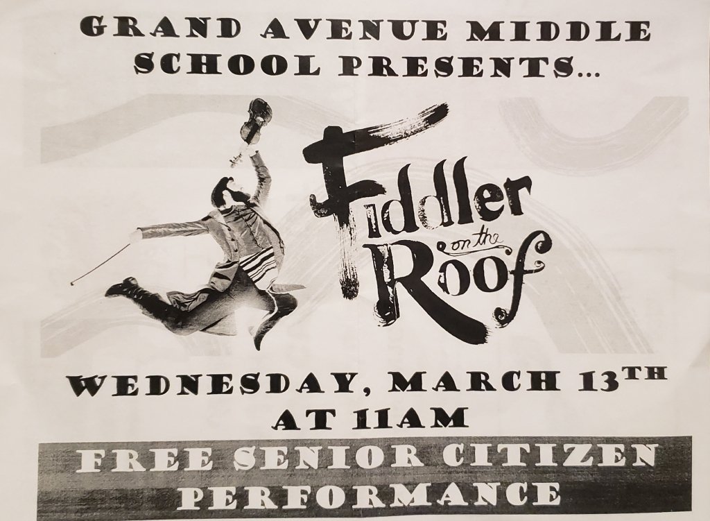 3/13 at 11:00 a.m.: Fiddler on the Roof at Grand Ave Middle School mbjccouncil.org/2019/03/10/3-1…