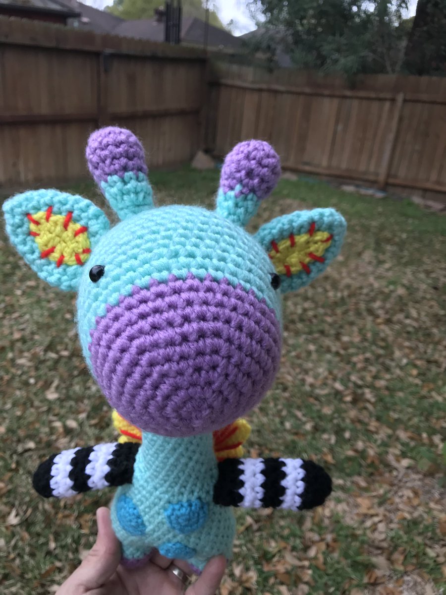 interlacing_web's tweet image. New plushie! An amigurumi giraffe inspired by Mexican Alebrije art!! #plushie #toy #giraffe #amigurumi #amigurumitoys #crochet #crafting #craft #art #redheartyarns @RedHeartYarns