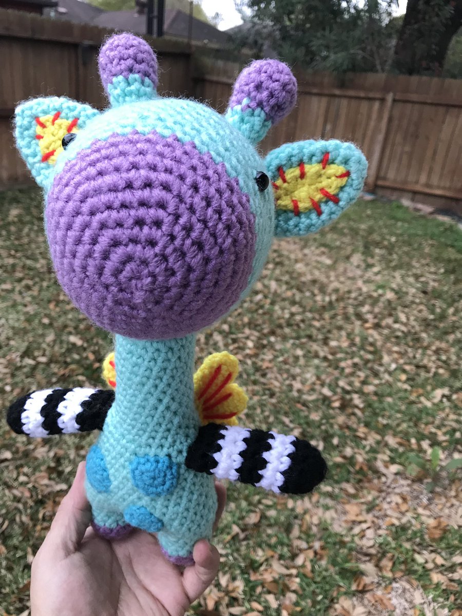 interlacing_web's tweet image. New plushie! An amigurumi giraffe inspired by Mexican Alebrije art!! #plushie #toy #giraffe #amigurumi #amigurumitoys #crochet #crafting #craft #art #redheartyarns @RedHeartYarns
