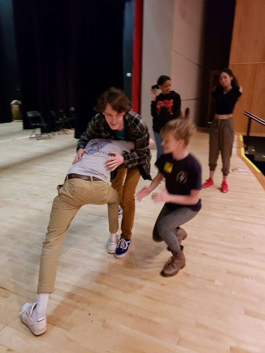 DramaNAHS's tweet photo. This is one dedicated cast! On any given afternoon, you may find them doing #actingwarmups #stagecombat #scriptreadings #blocking or #choreography Come see them light up the stage on March 21-23rd! https://t.co/u8VGLwZDnM @APSNAWarriors @SuttonMusical @sara_womack @CarstarphenMJ https://t.co/mY9YA5NVZK