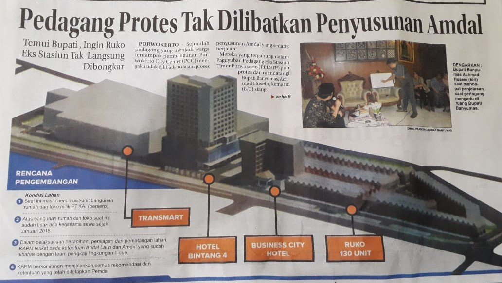 Sitoneizer's tweet photo. DLH kab Banyumas merekomendasikan Amdal dan semua ruko statsiun timur harus di robohkan saat pembangunan PCC dan Transmart berlangsung #purwokerto #infopurwokerto #banyumas #kai #kapm https://t.co/J7hz7C6Qu5