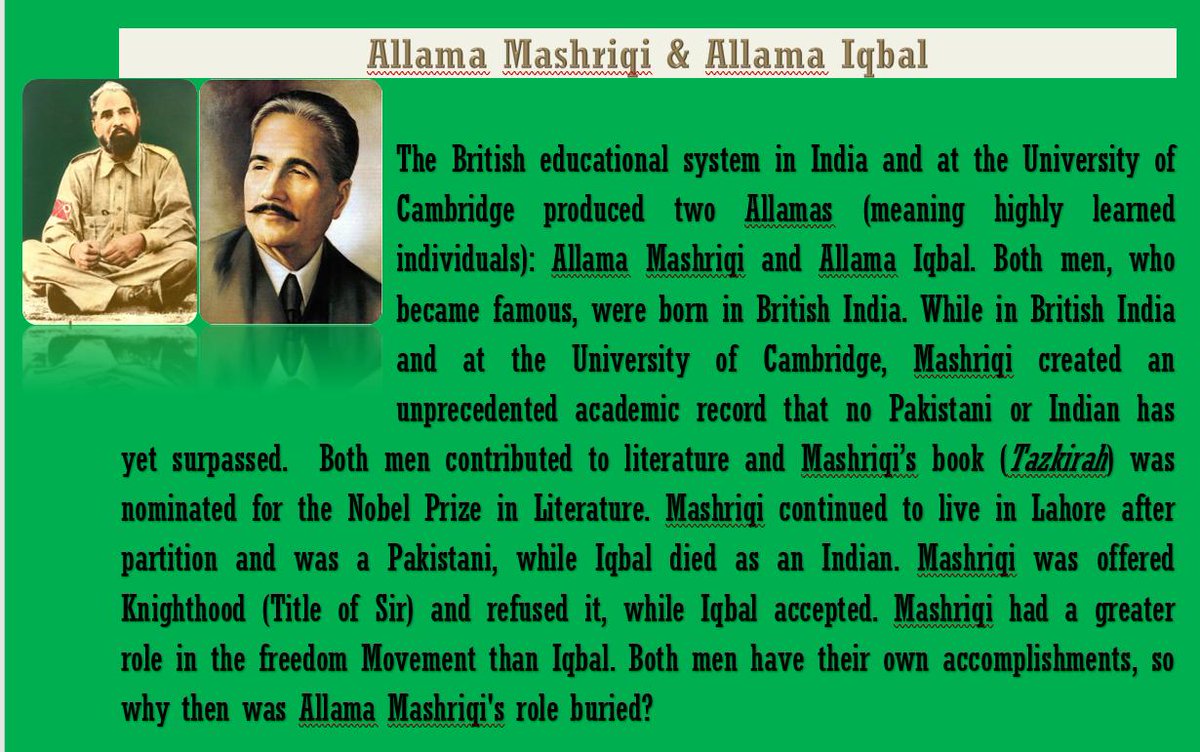 AMZPublications's tweet photo. #AllamaMashriqi #AllamaIqbal #IqbalPoetry #PoetofPakistan #PoetoftheEast #UrduPoetry #Lahore #Punjab #TwoNationTheory #Pakistan #PartitionOfIndia #IndianHistory #PakistanMovement #IndianMovement #Pakistanhistory  #BritishEmpire  #Knighthood #Pakistan #India #CambridgeUniversity https://t.co/HreTtW7wca