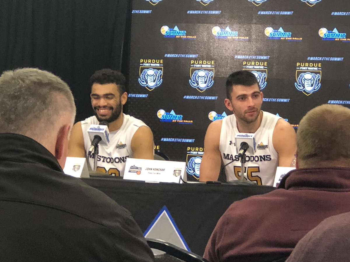 Great night for <a href="/MastodonMBB/">Purdue Fort Wayne Mastodons Basketball</a> led by these two. They are as humble in the post-game as they are on the court too.  #FeelTheRumble