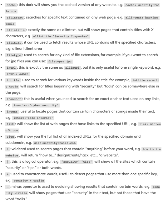 Popular Google Dorks and what they do
securitytrails.com/blog/google-ha…