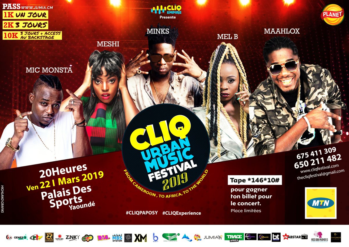 DamrexRecords's tweet photo. We are pleased to announce that we are a proud sponsor of the Second Edition of the Cliq Urban Music Festival on March 22 - 24, 2019 at the Palais des Sports in Yaounde, Cameroon. Join us for a weekend of fun, love, networking and PLENTY of music. #damrexrecords #cliqfestival. https://t.co/yzFRVP7BuF