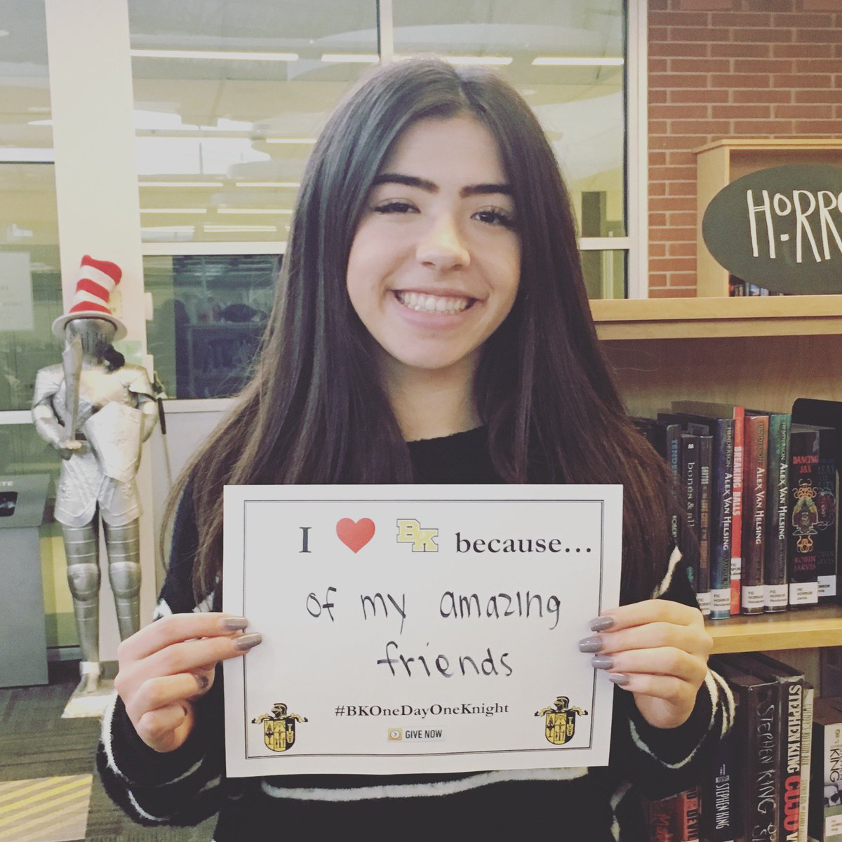 OohAhhBK's tweet photo. "I love BK because of my amazing friends." Share why you love BK and make a gift today at https://t.co/UwcFQIJqXM #BKOneDayOneKnight https://t.co/XIB1253I37