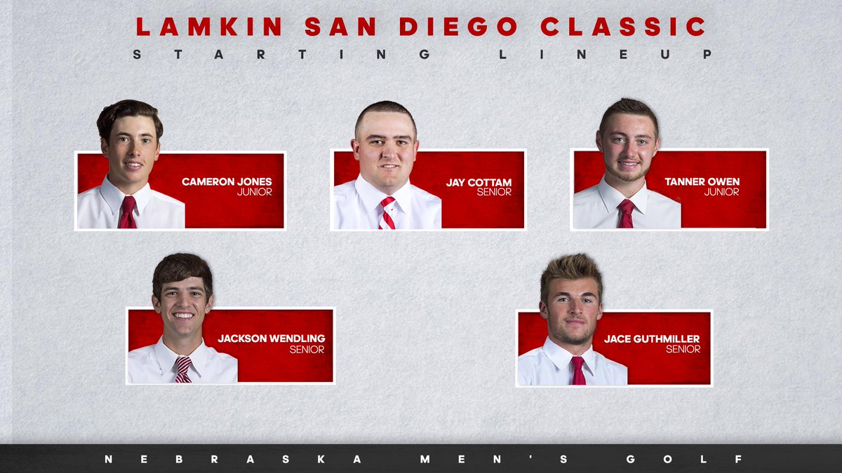 HuskerMGolf's tweet photo. 🚨MATCH DAY 🚨

🌽 Lamkin San Diego Classic
🕕 10 a.m. CT
⛳️ San Diego, Calif. (San Diego Country Club)
📊(GolfStat): https://t.co/yRT5mcfjzY

Today's Starters ⬇️

#GBR 🏌🌽 https://t.co/U3FWBFqE6S