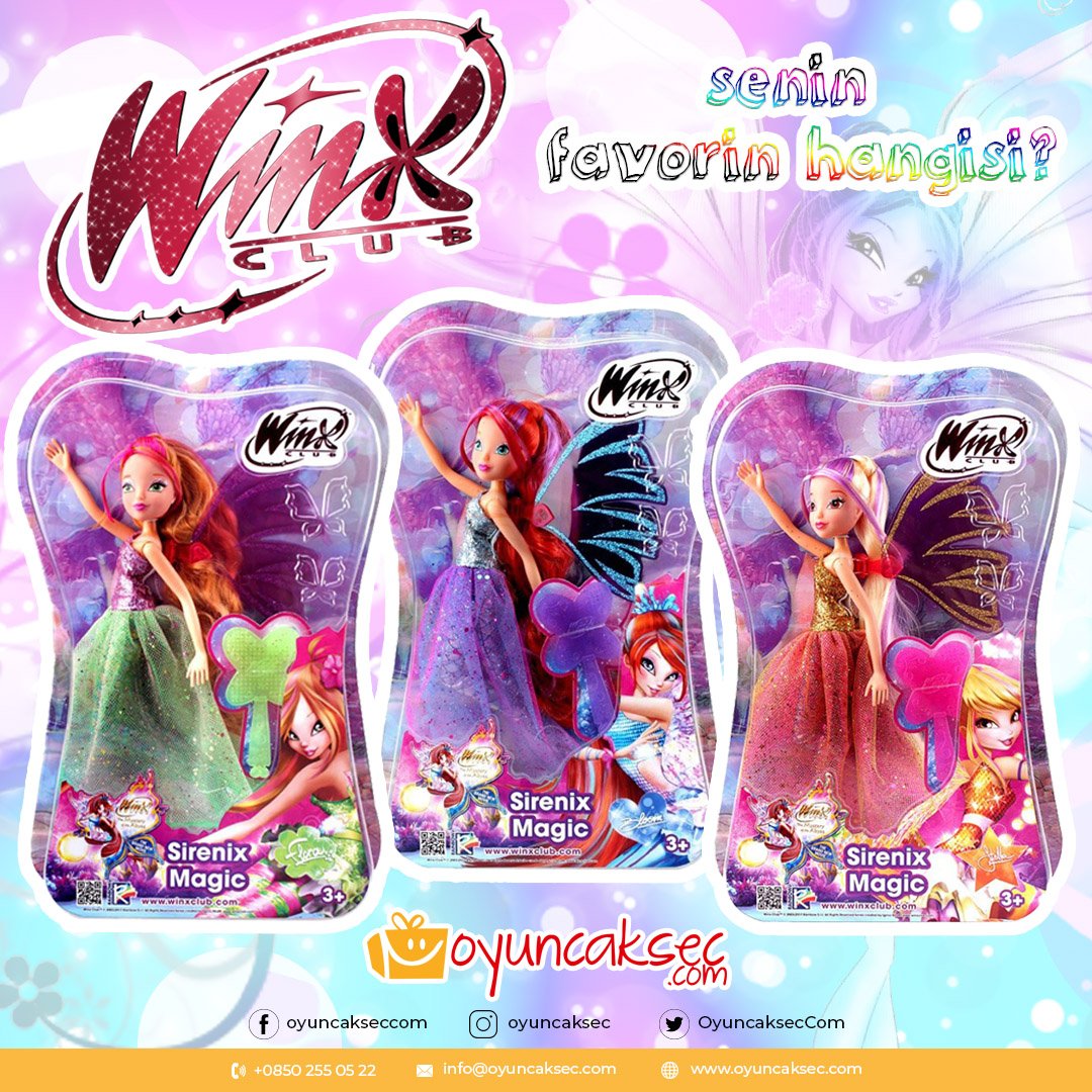 Senin favori Winx’in hangisi? 
Sen de oyuncaksec dünyasına katıl, sosyal medya hesaplarını takip et, eğlence dolu paylaşımları kaçırma. ow.ly/WBjx30nZwm4 Linki ziyaret ederek sipariş verebilirsin…
#oyuncaksec #oyuncak #winx #eğlence