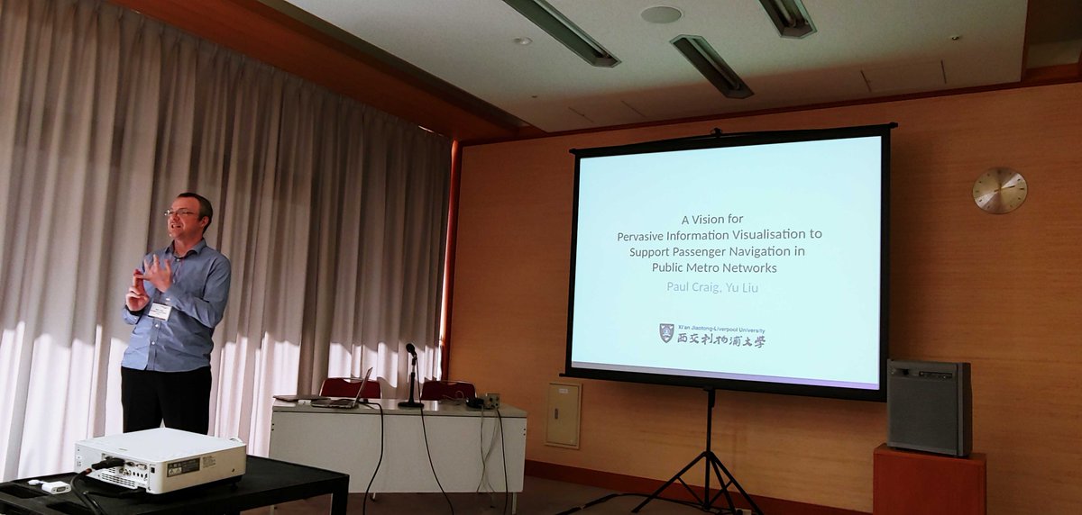 percrowd's tweet photo. Dr. Paul Craig giving a talk "A Vision for Pervasive Information Visualisation to Support Passenger Navigation in Public Metro Networks". #PerCrowd2019 #PerCom2019 https://t.co/YezudwU1g3