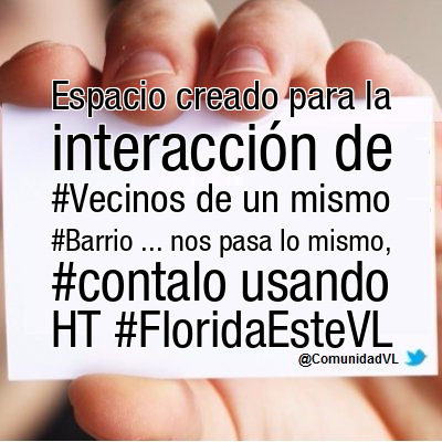 FloridaEsteVL's tweet photo. Espacio creado para la interacción de #Vecinos de un mismo #Barrio ... nos pasa lo mismo, #contalo usando HT #FloridaEsteVL https://t.co/K9cm7VUFhk