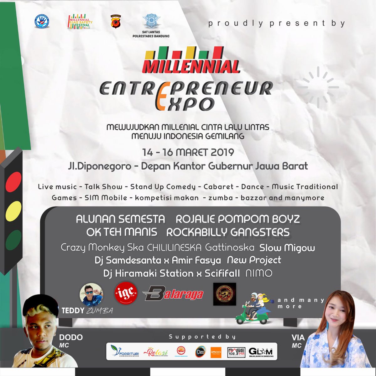 Selamat siang mong,, Jangan lupa mong tgl 14 maret 2019 kita bakalan ikut memeriahkan event Milenial Entrepreneur Expo depan Kantor Gubernur Jawa Barat .. Bareng band band keren 
@rockabillygangsters
@chililineska
<a href="/crazymonkey_ska/">RudeBoy'sJongjons!%</a> 
@new_projectmusic 
@selowmigow_ 

see u mongs