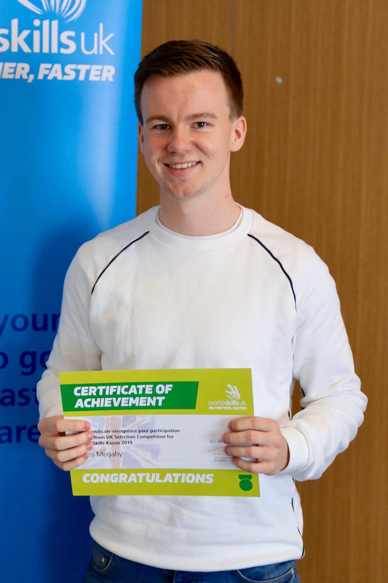 #TeamUK UPDATE: The results are in! Congratulations to former student <a href="/RossMegahy/">Ross Megahy</a> on his selection to represent the UK 🇬🇧 in Mechanical Engineering: CAD at <a href="/WorldSkillsKZN/">WorldSkillsKazan2019</a> this year. What an achievement &amp; well deserved. #GoFurtherFaster 🏅😃🎉