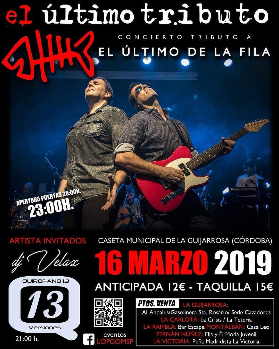 Y el sábado en La Guijarrosa (Córdoba) entradas a la venta en los puntos indicados en el cartel!!!