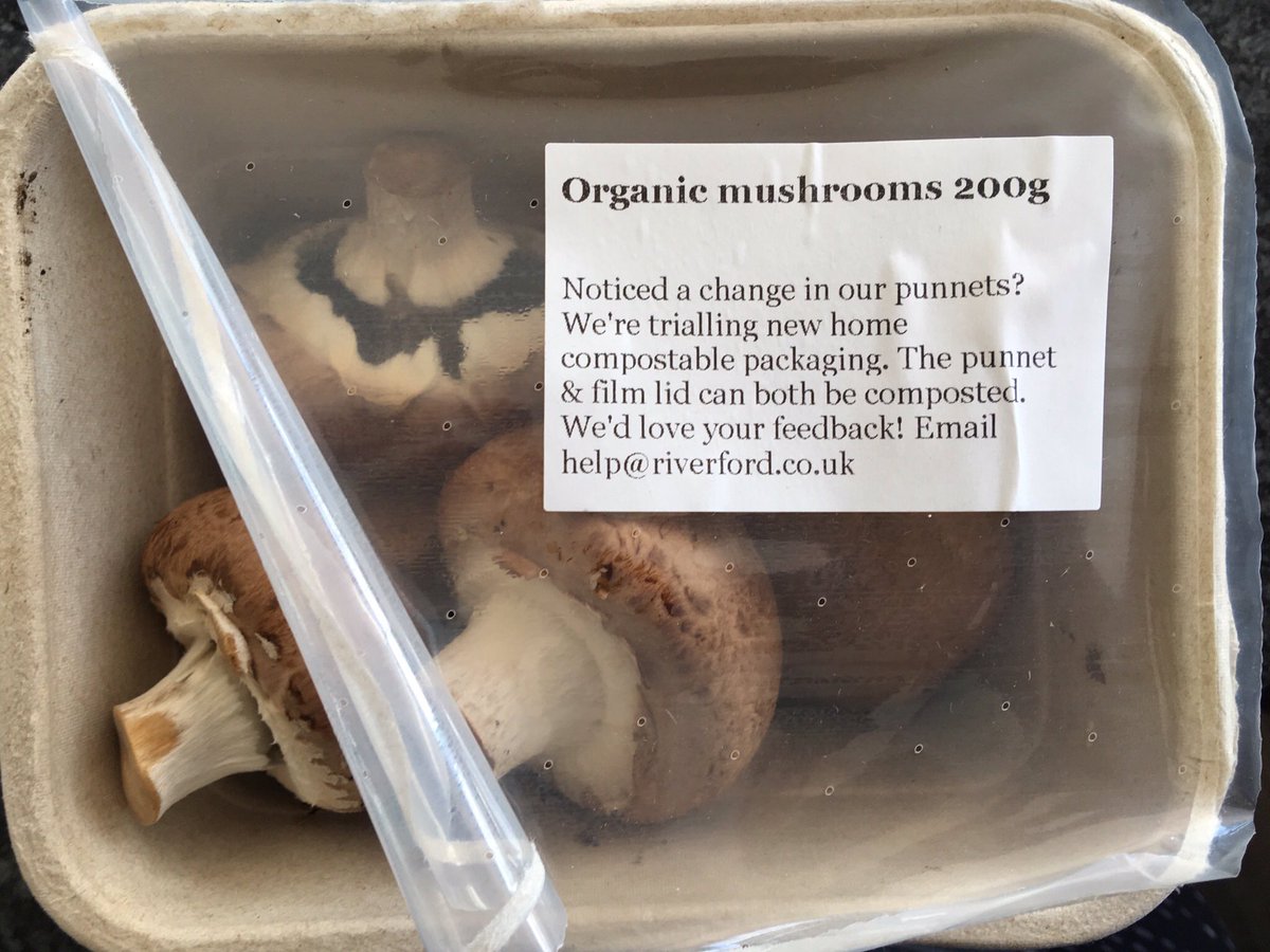 OutPlastic's tweet photo. Look at the new #compostablefilm on our @Riverford delivery today, a brilliant excuse to set up a home composter πThe punnets make great seed trays too!! #gardeningtips https://t.co/mzqQiKVAAQ