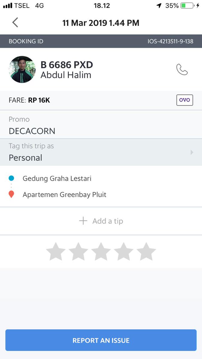 LUSIANANA_'s tweet photo. hai @GrabID driver ini belum jemput bahkan tidak menghubungi saya, malah di end trip begitu saja. Tolong ditindaklanjuti https://t.co/V6JMqPaFO9