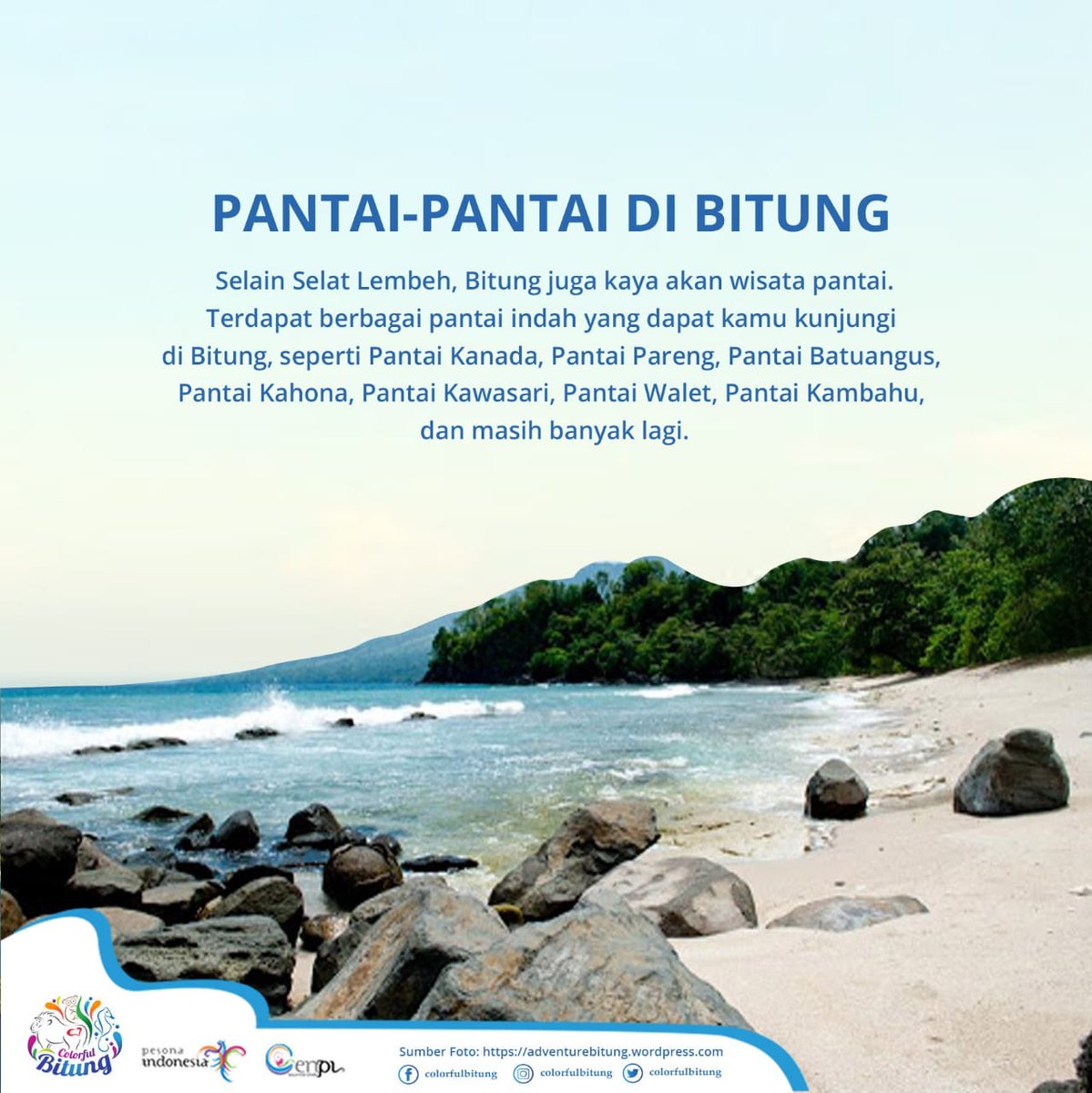ColorfulBitung's tweet photo. Pemerintah Kota Bitung berfokus pada sektor pariwisata untuk membantu menaikkan perekonomiannya. Salah satunya adalah pesona bahari. Yuk simak post berikut!
#marijokabitung #colorfulbitung #pesonaindonesia #bitungbahariberseri #wonderfulindonesia #humaspemkotbitung #disparbitung https://t.co/neF1cknwed