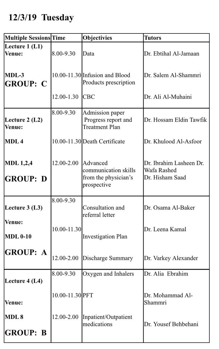 batch_2012's tweet image. Tomorrow’s schedule:
Tuesday 12-3-2019