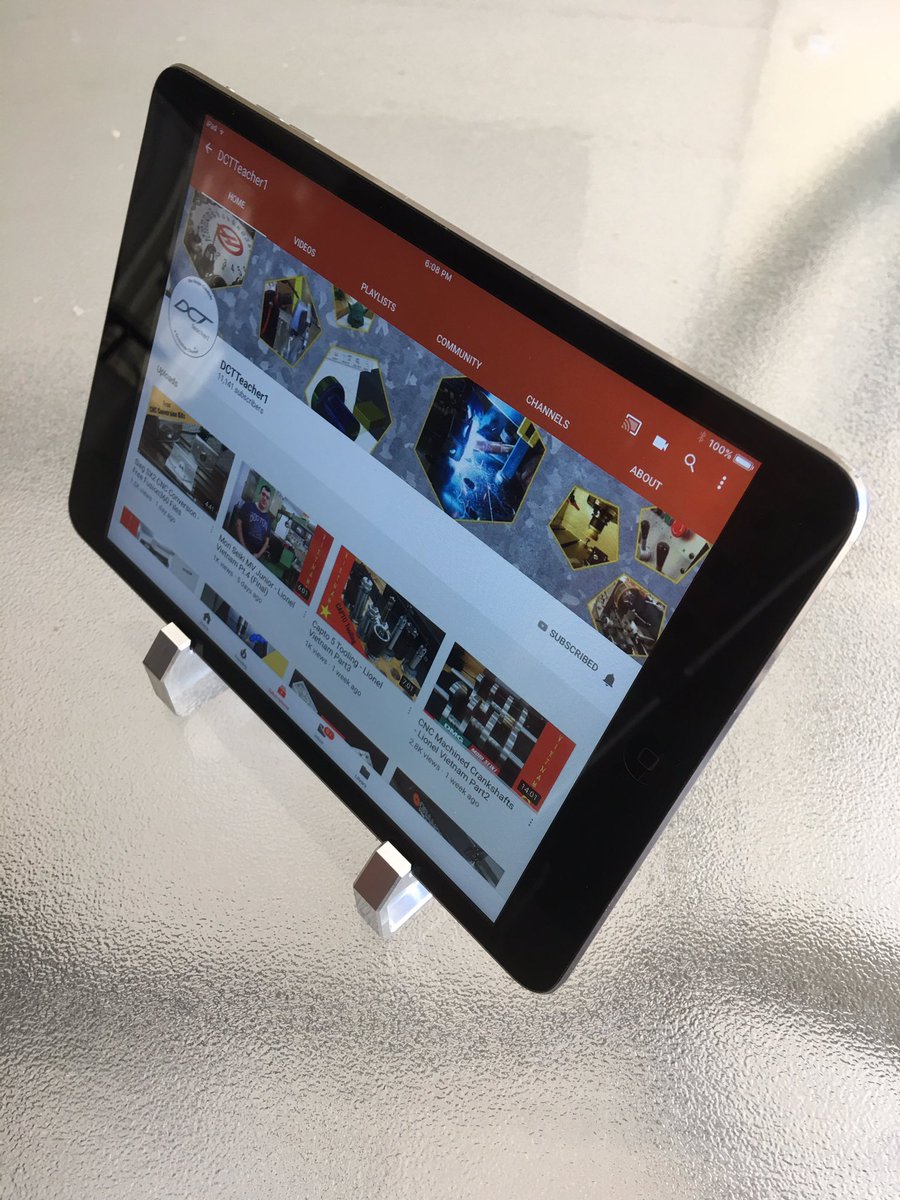didge20's tweet photo. My wonderful husband #made me this #iPad #stand using #fusion360 and his #SyilCNC #milling machine https://t.co/wcLAZMGE0A