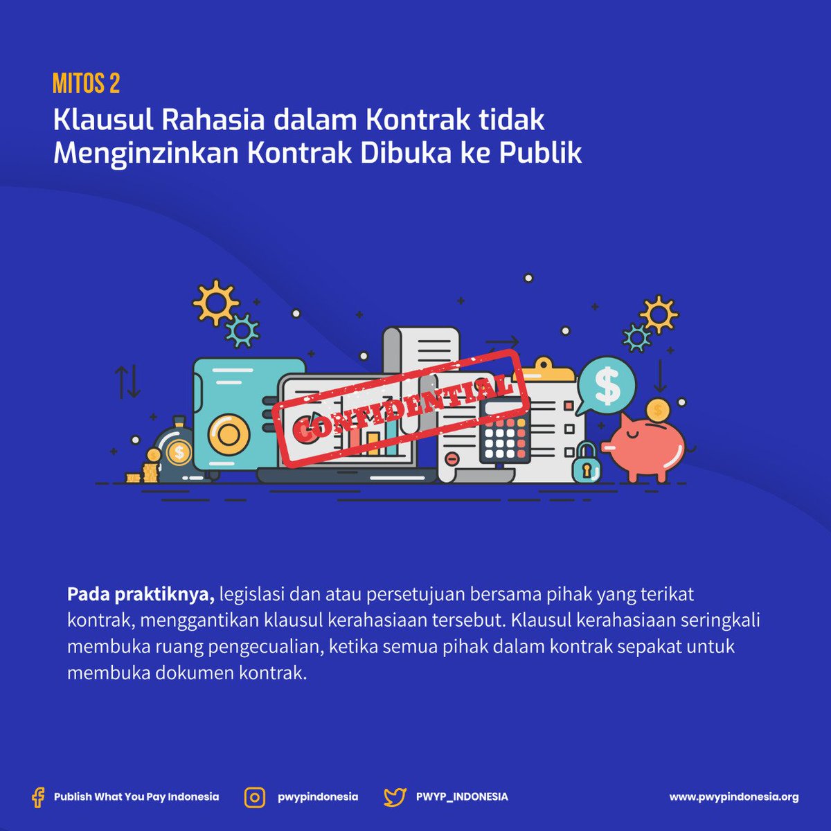 PWYP_Indonesia's tweet photo. Namun dalam pelaksanaan Keterbukaan Kontrak, masih ditemukan mitos-mitos yang melekat pada keterbukaan kontrak. Simak mitos dan faktanya di infografis berikut: #OpenGovWeek #ContractDisclosure https://t.co/rZ2FbE8SbU