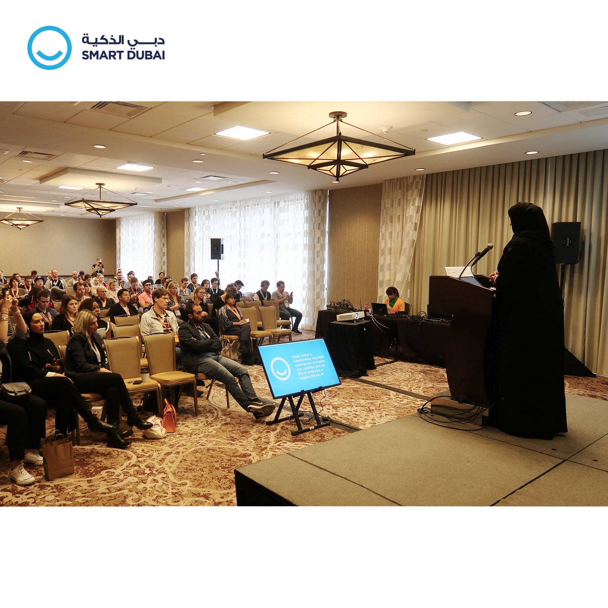DigitalDubai's tweet photo. At @sxsw 2019, H.E Dr. @Aisha_BinBishr took the stage and gave a thorough presentation on the #Dubai #PaperlessStrategy where she illustrated our performance and efforts on how we seek to transfer all applicable government transactions to digital platforms by 2021. #SmartDubai https://t.co/9r1A9K5wuW