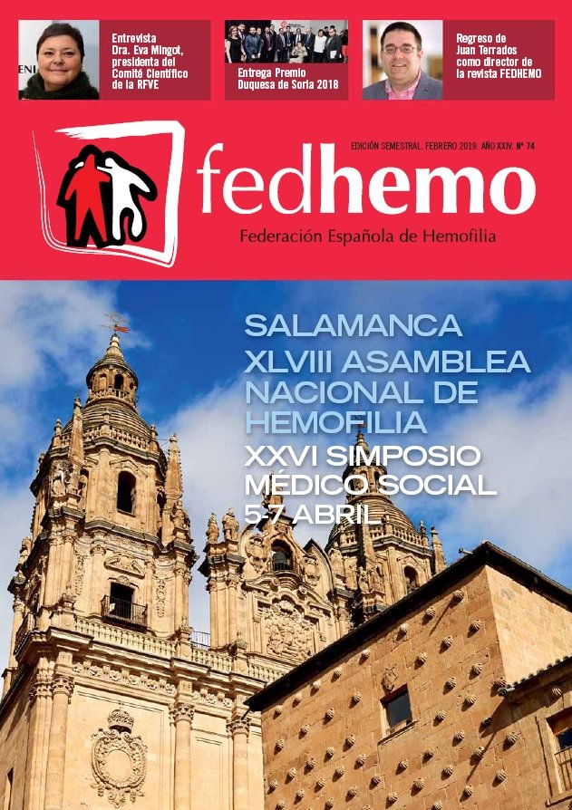 juanterra2's tweet photo. Empezamos la semana con buenas noticias. Ya está de camino el n° 74 de la Revista @fedhemo. Atentos a vuestros buzones. Contiene info de #HemoSalamanca2019, nuevos estudios de terapia génica, agenda anual Fedhemo, entrega de premio Duquesa de Soria 2018 y bases 2019 y mucho más. https://t.co/yiVAUsuZny