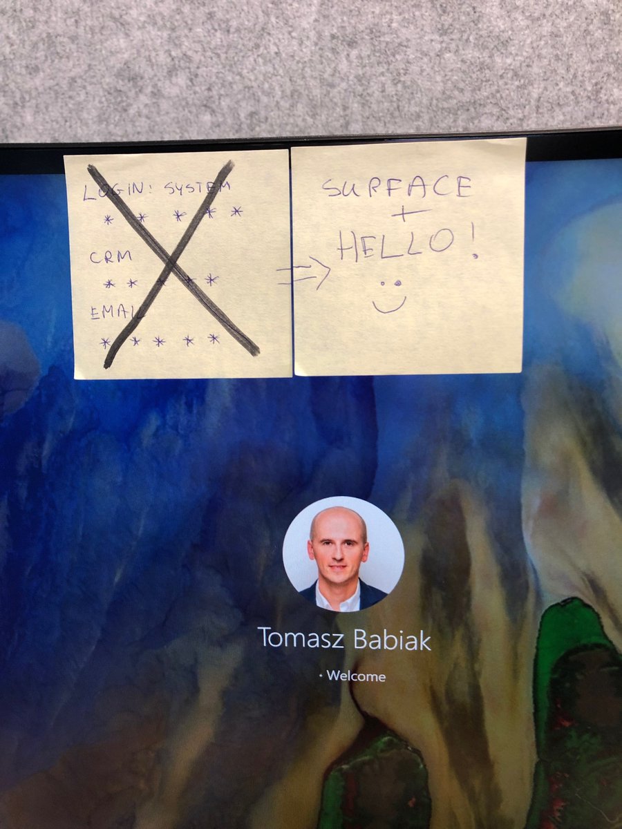 Annoyed with typing password over and over again? The best thing about Surface is, that using Hello you unlock your machine safely just with a ….. short glance at it! Start using and forget about (typing) passwords!  #lovesurface #comp #microsoftLife