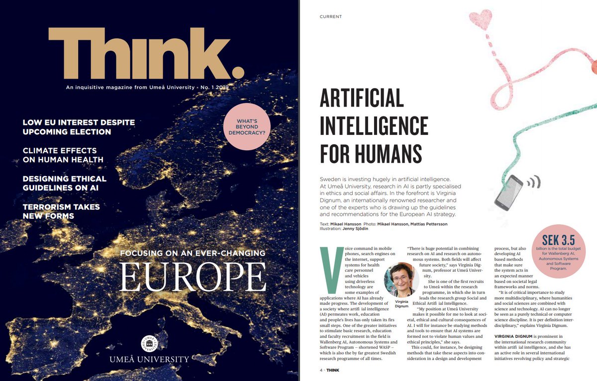 mikael108's tweet photo. Great to see @UmeaUniversity taking lead on AI and ethical research. Interview with @vdignum and Helena Lindgren “AI can no longer be seen as a purely technical or computer science discipline. It is per definition interdisciplinary.” https://t.co/HU7LnVzb58 https://t.co/ytdlVWKP4t