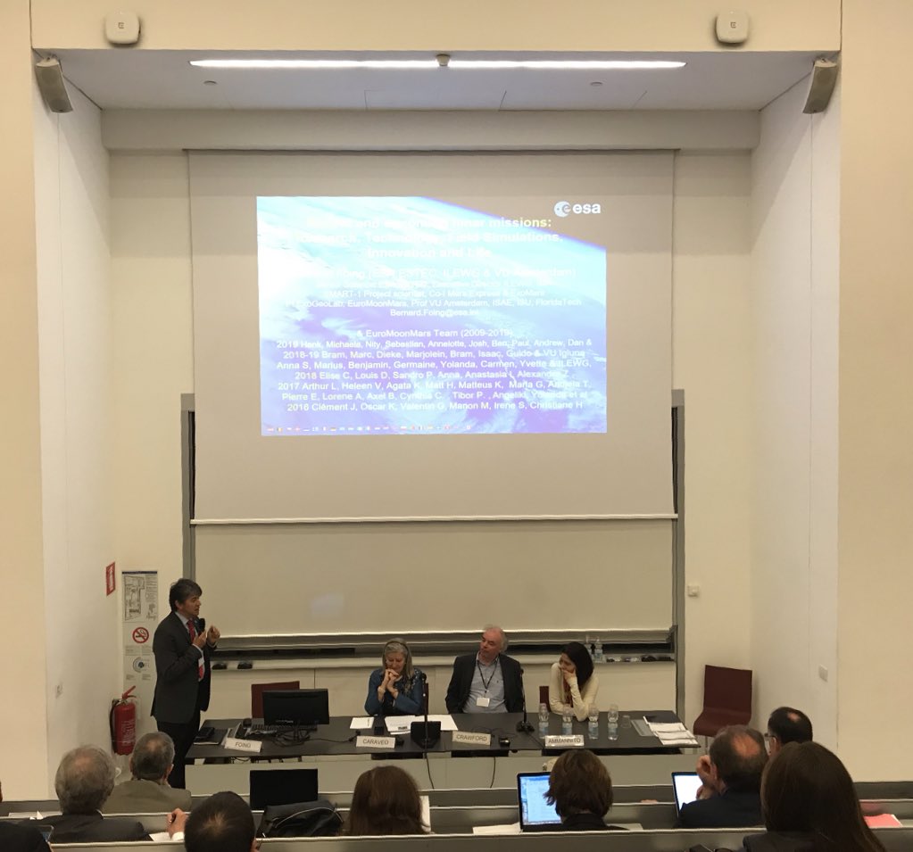 sdabocconi's tweet photo. Bernard Foing from @esa opens the first session talking about the state of knowledge of available resources in outer space #SEELab #spaceresource https://t.co/4EajriV6wq