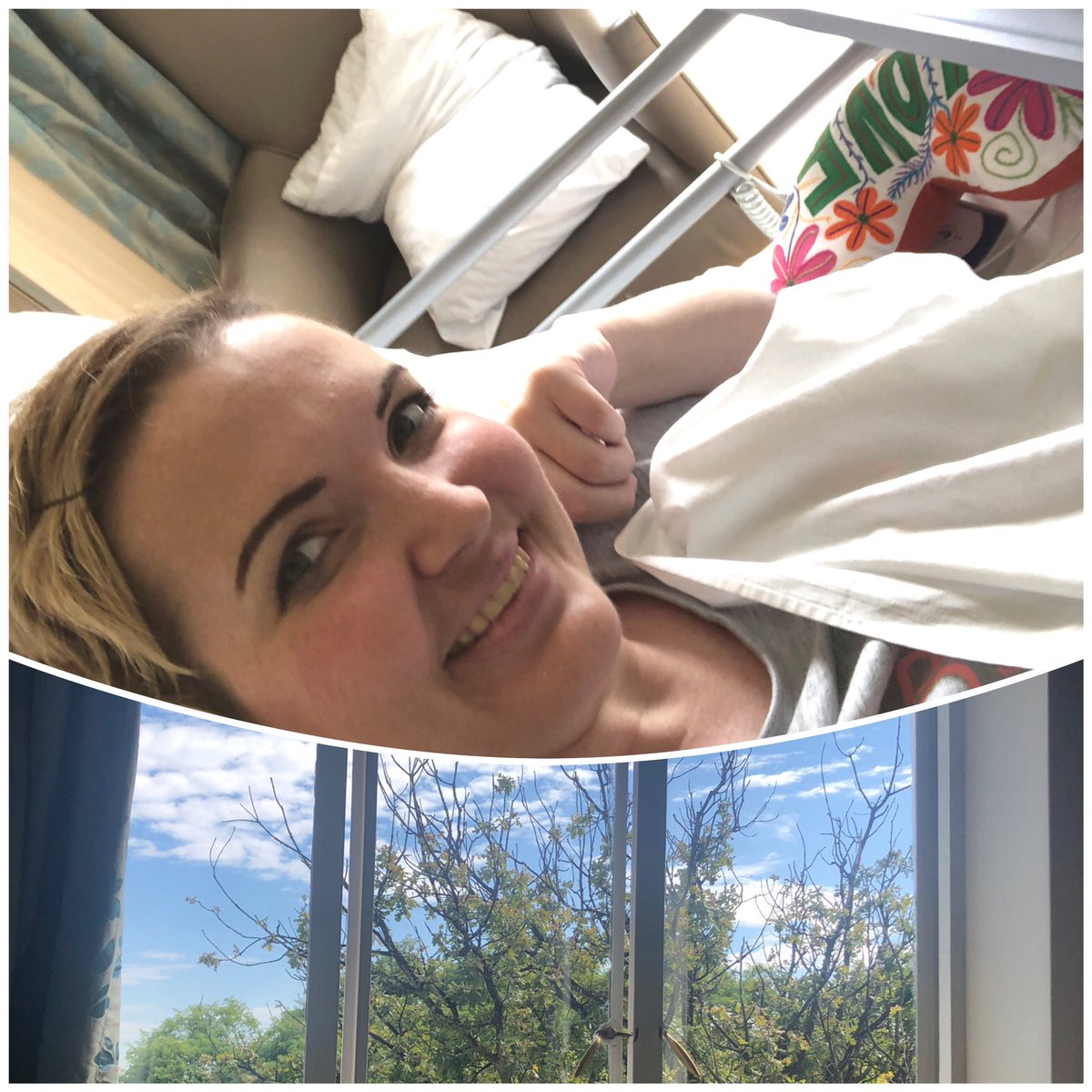 claireslight_SA's tweet photo. Happy Monday! I’m making progress and feeling a lot better than last week...baby steps to going home, but at least I have a view and can watch the weather change and observe the passage of time in a day...it’s the little things! #livertransplant #cancer https://t.co/X9skiYUltW