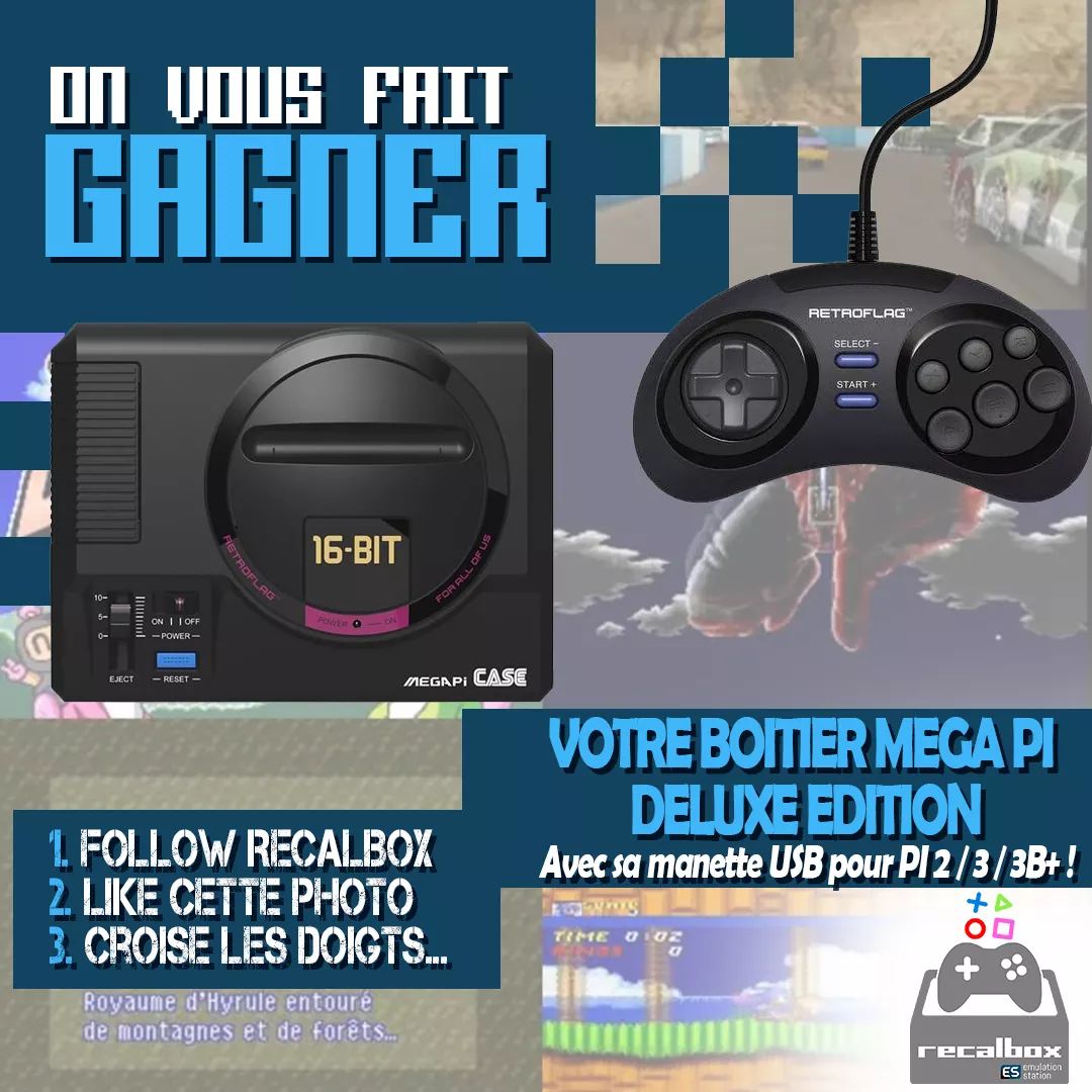 recalbox's tweet photo. 🎁 CADEAU - RECALBOX 🎁
Vous l'adorez, on vous le (re)fait gagner : le superbe boitier #MegaPiCase de @RetroFlagcase + sa manette USB 6 boutons incluse !
POUR JOUER :
1- Follow/like @recalbox
2- Like la photo
3- 🤞
BON CHANCE ! 😀🍀
(⚠ 🇫🇷 only) https://t.co/29ASA0IIMm https://t.co/SvPKr7MaD0