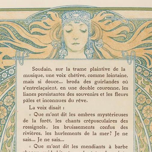 GallicaBnF's tweet photo. #AttentionTrésor : #Gallica vous présente "Ilsée, princesse de Tripoli", adapté d’une pièce d’Edmond Rostand par Robert de Flers,  avec 134 lithographies en couleurs d’Alfons Mucha en 1897. => https://t.co/hYGkyKitQW https://t.co/mUuj2VRnAx